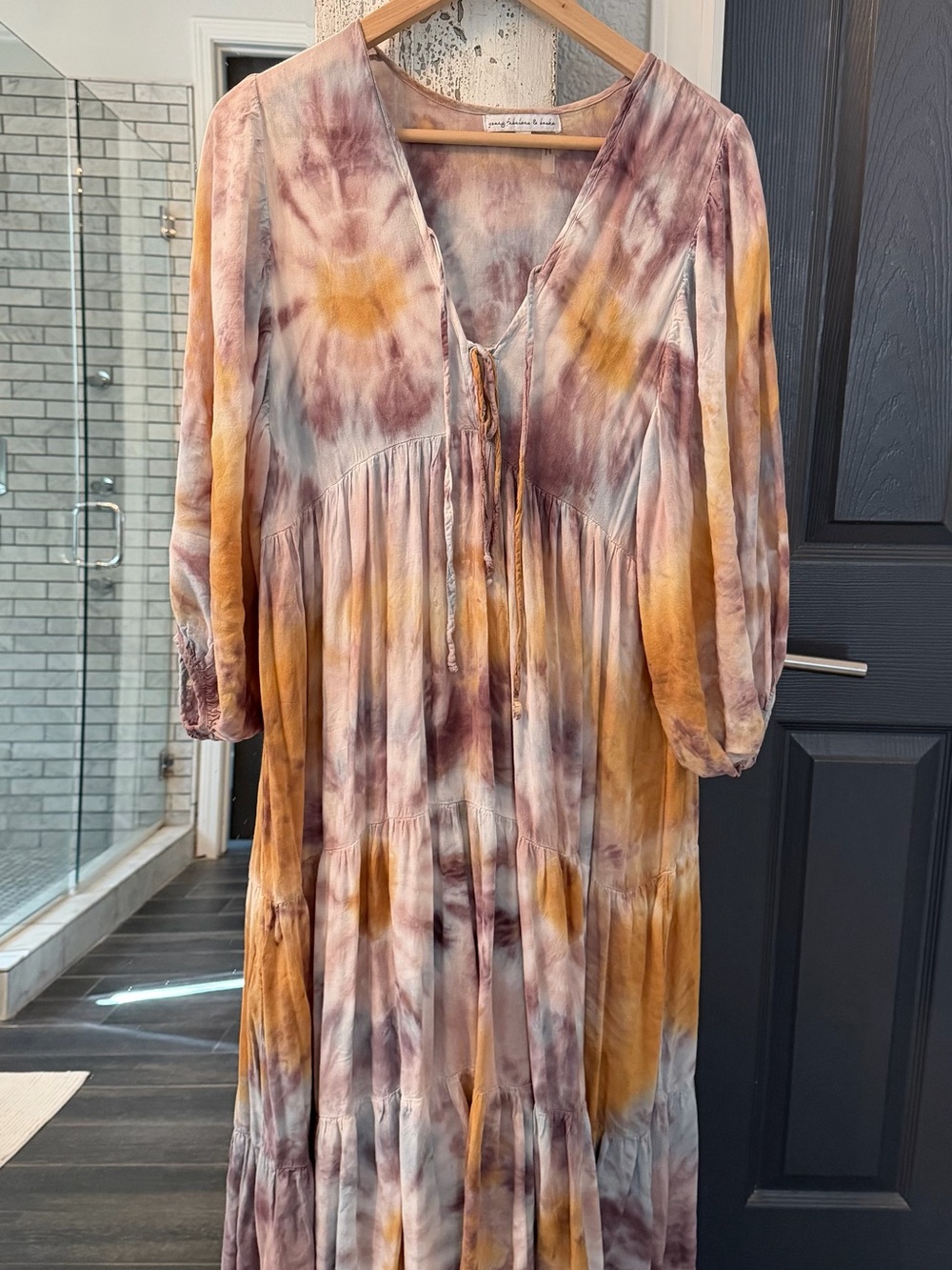 young fabulous & broke Tie-Dye Bohemian V-Neck Maxi Dress